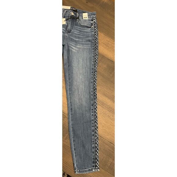 Judy Blue Relaxed Fit Mid-Rise Denim Jeans with braided leg detail - Picture 7 of 10